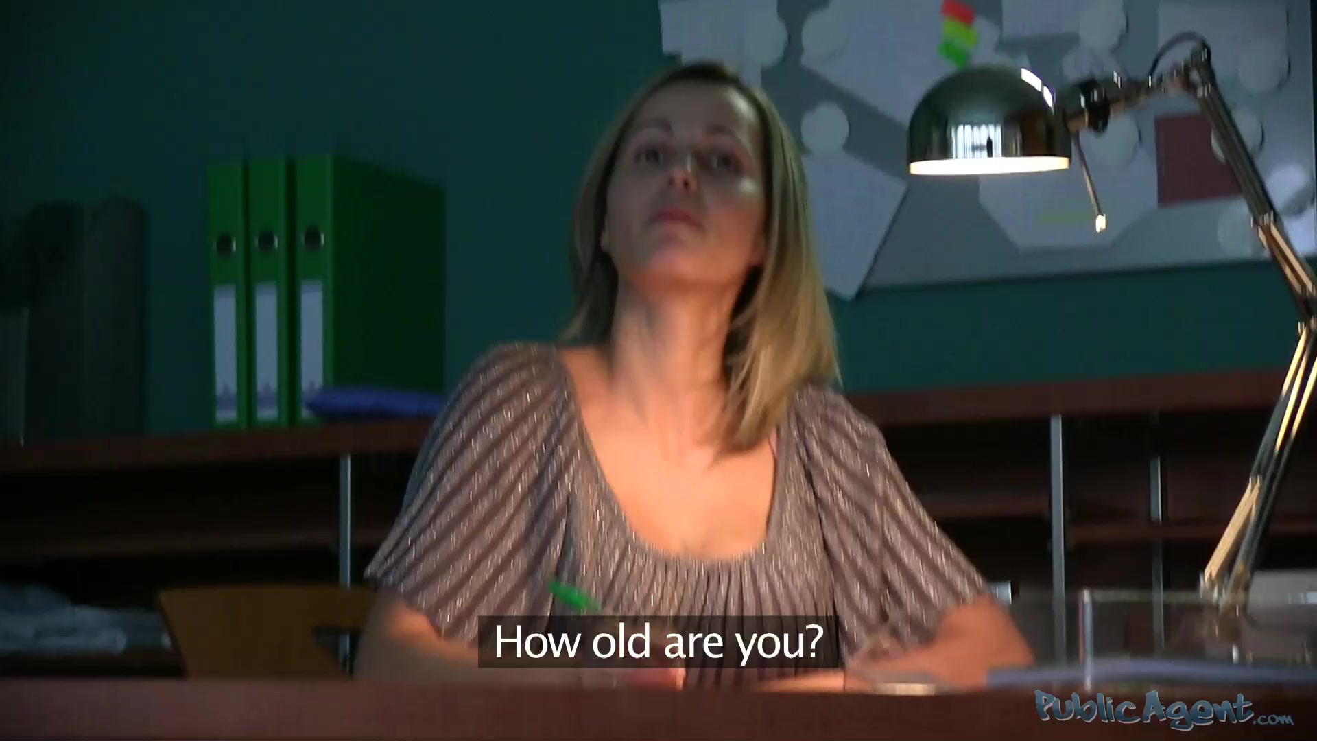 Advertising agent convincing amateur girl to cast in his movie