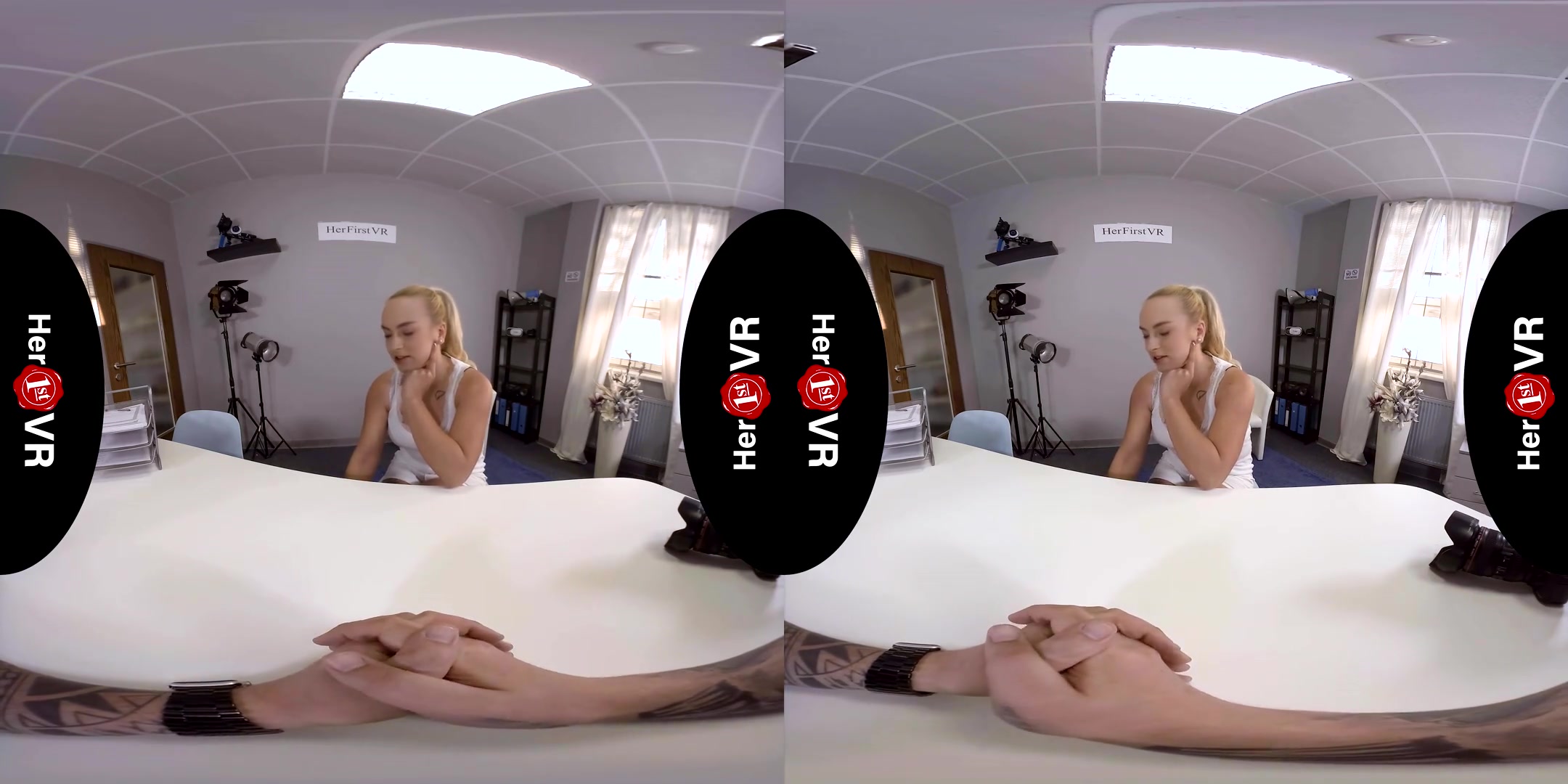 Nicole - First VR Casting; striptease solo masturbation audition blonde big tits curvy
