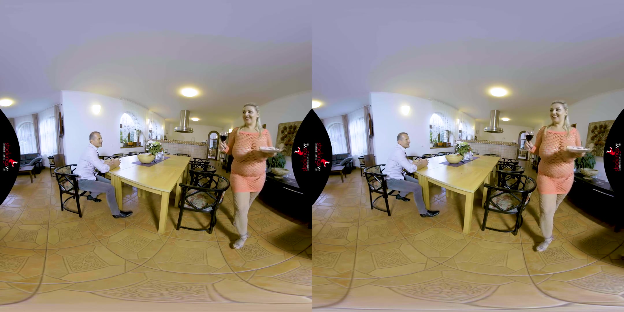 Fucking In Fishnets - BBW with Big Tits Bent Over the Counter 3D Porn