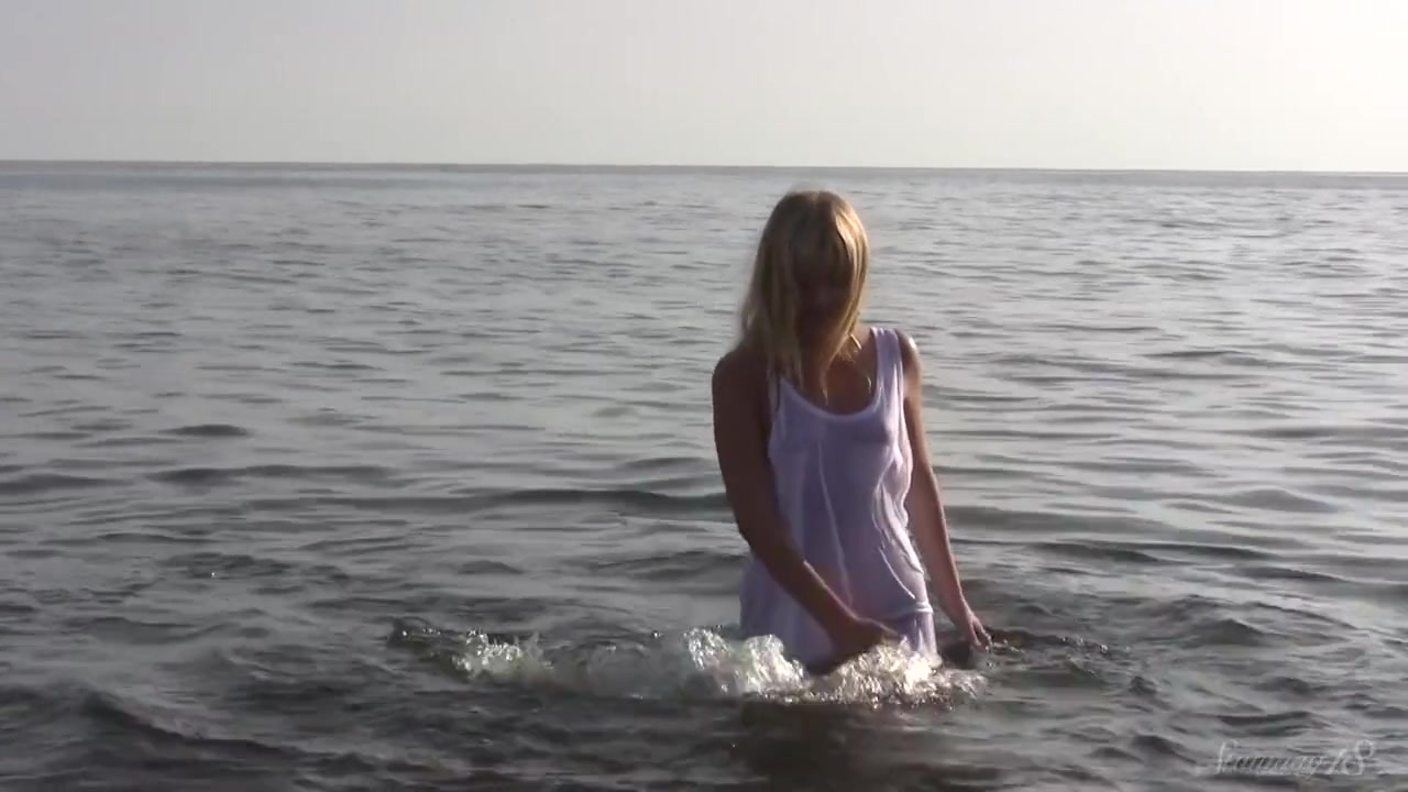 Gorgeous Long Legged Coed Garcia Strips And Plays In The Water!