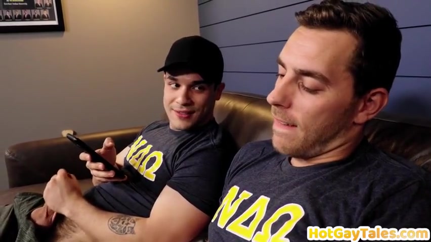 Tattoo College Studs Banging On Couch After Jerking Off