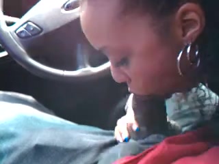 Ebony cock suck in driver’s seat two