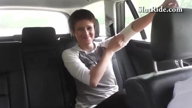 Czech 19yo student 18+ fucks her pussy with dildo in Taxi