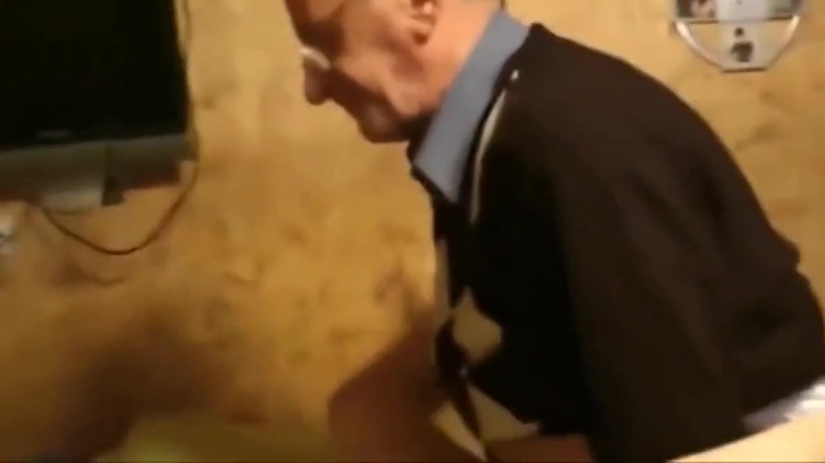 Redhead Babe Sucking Dick of Her Old Owner of an Apartment