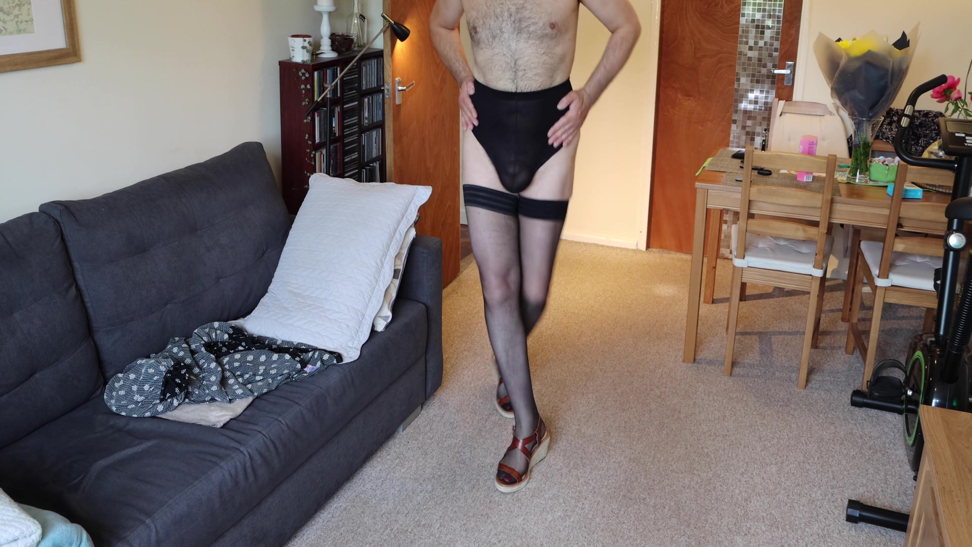 Zuzia Nylon Dances In Stockings And Shows Her Shaved Cock