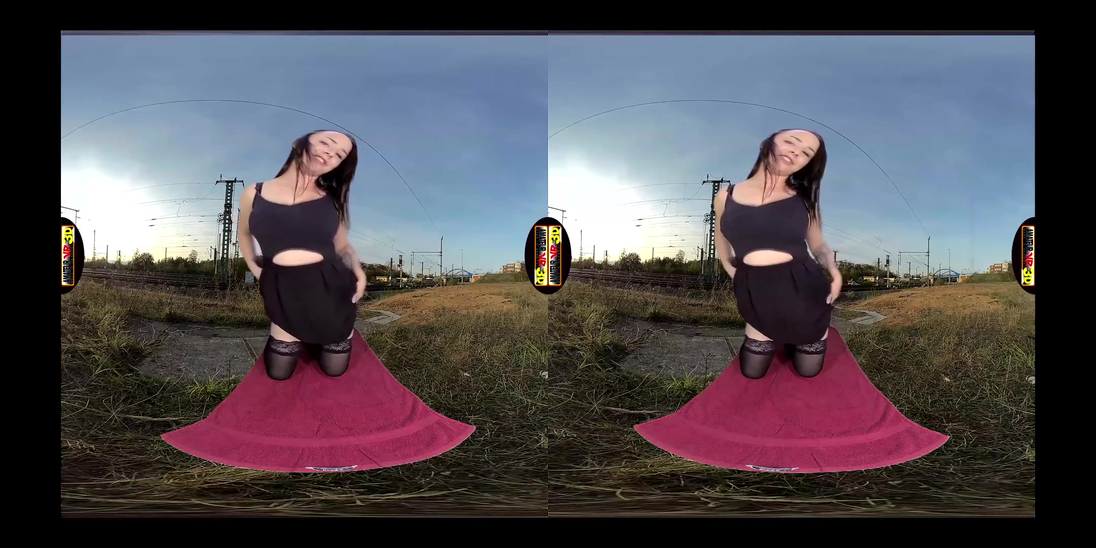 Bella - She Jerks for You at the Railway Embankment... - SexLikeReal
