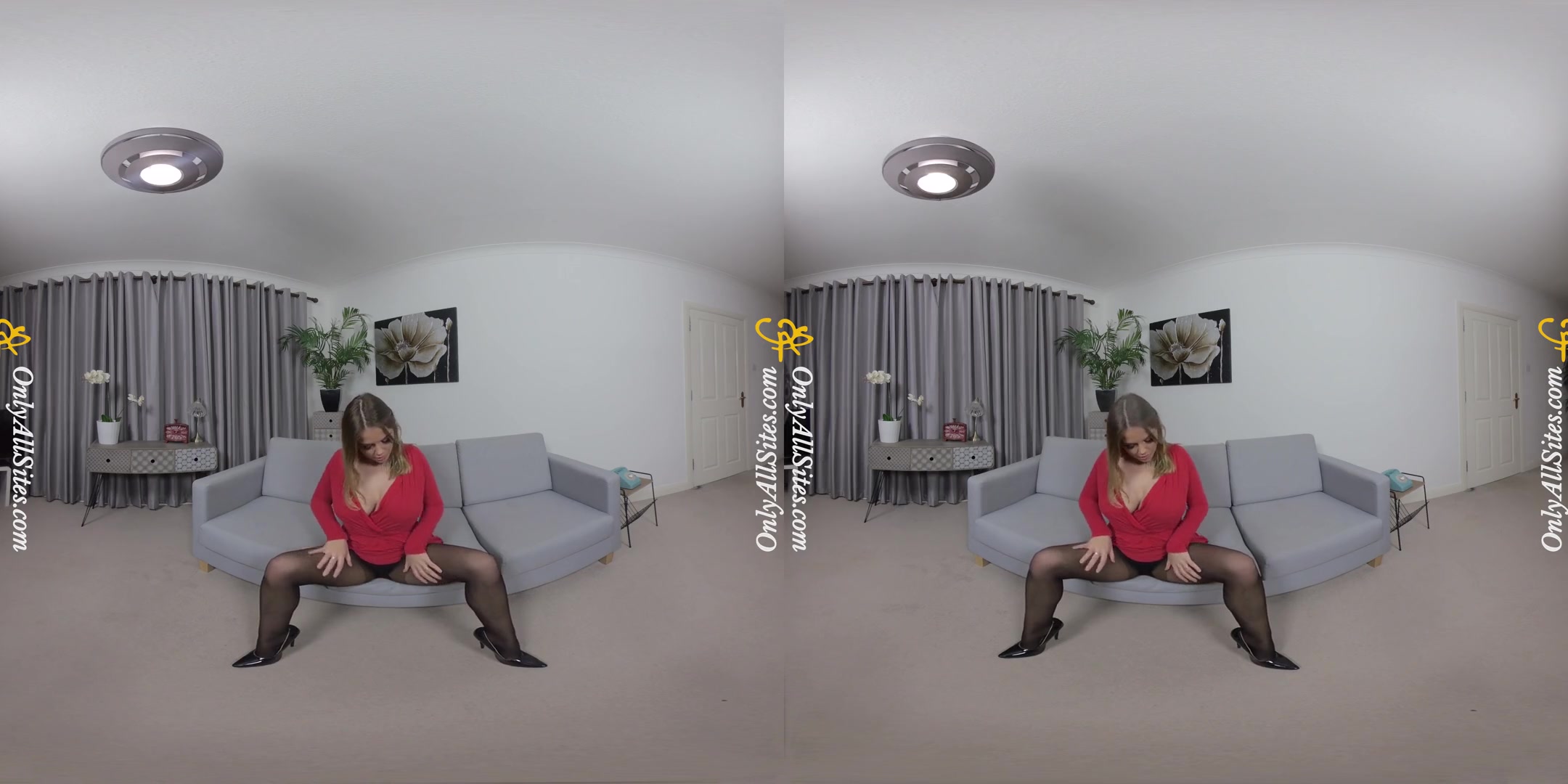 Siobhan Graves - Red Dress; Huge Tits Babe Stripping