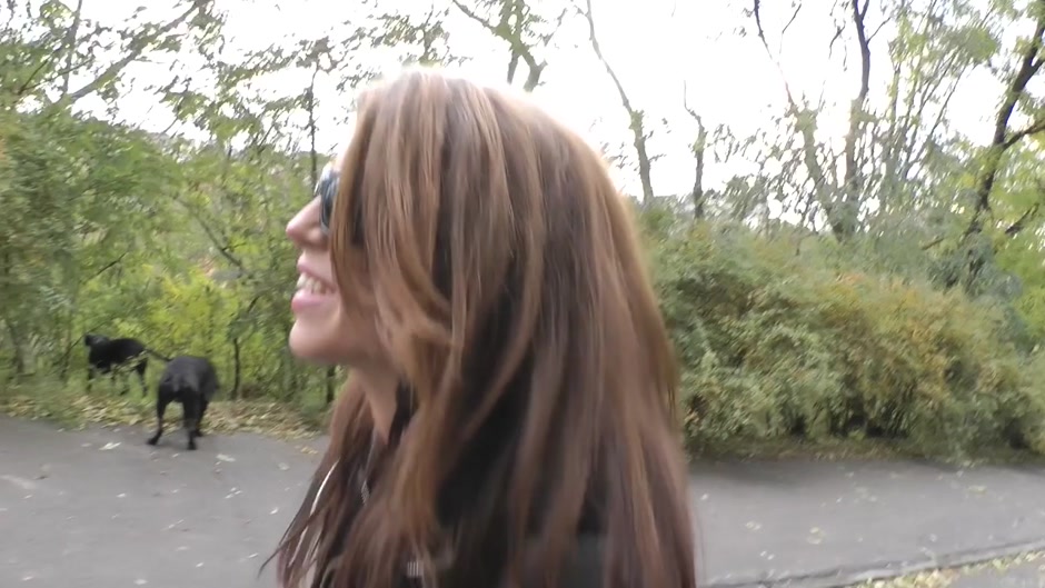 Busty bimbo gets her ass fucked in a public park