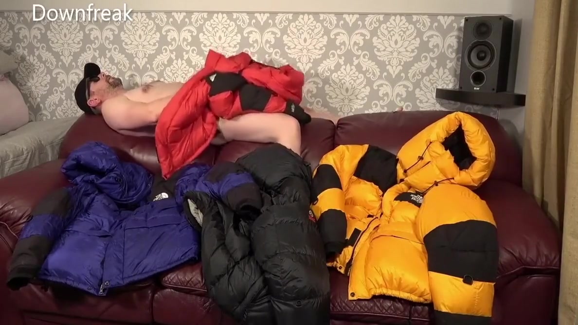 Humpingnorth Face Baltoro Down Jackets On Leather Couch Sofa