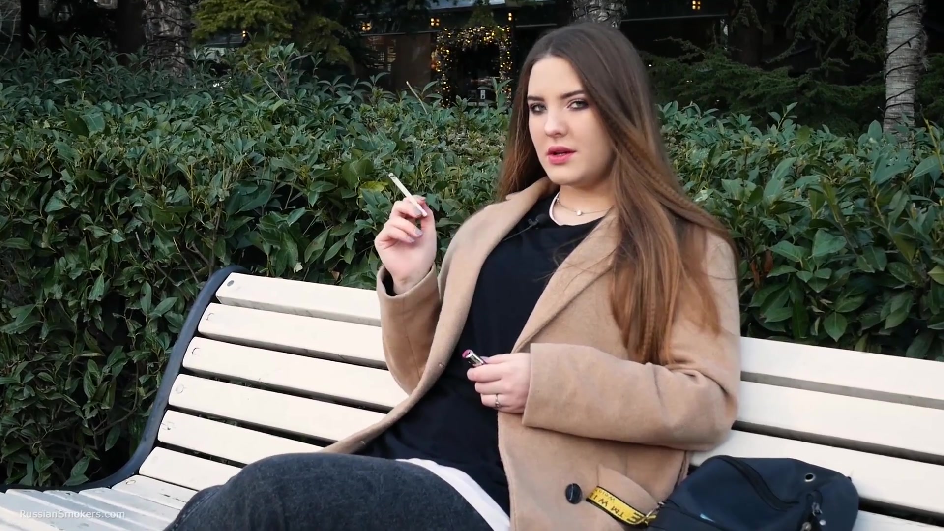 Russian Girl Spends Her Lunch Break Smoking 3 Cigs In A Row
