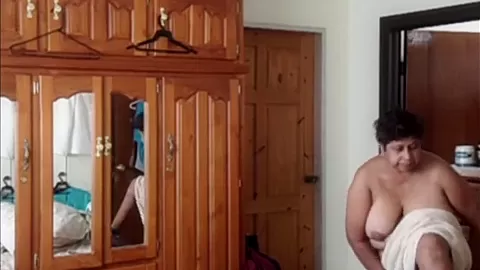 My hot indian stepmom with big tits drying after shower 2
