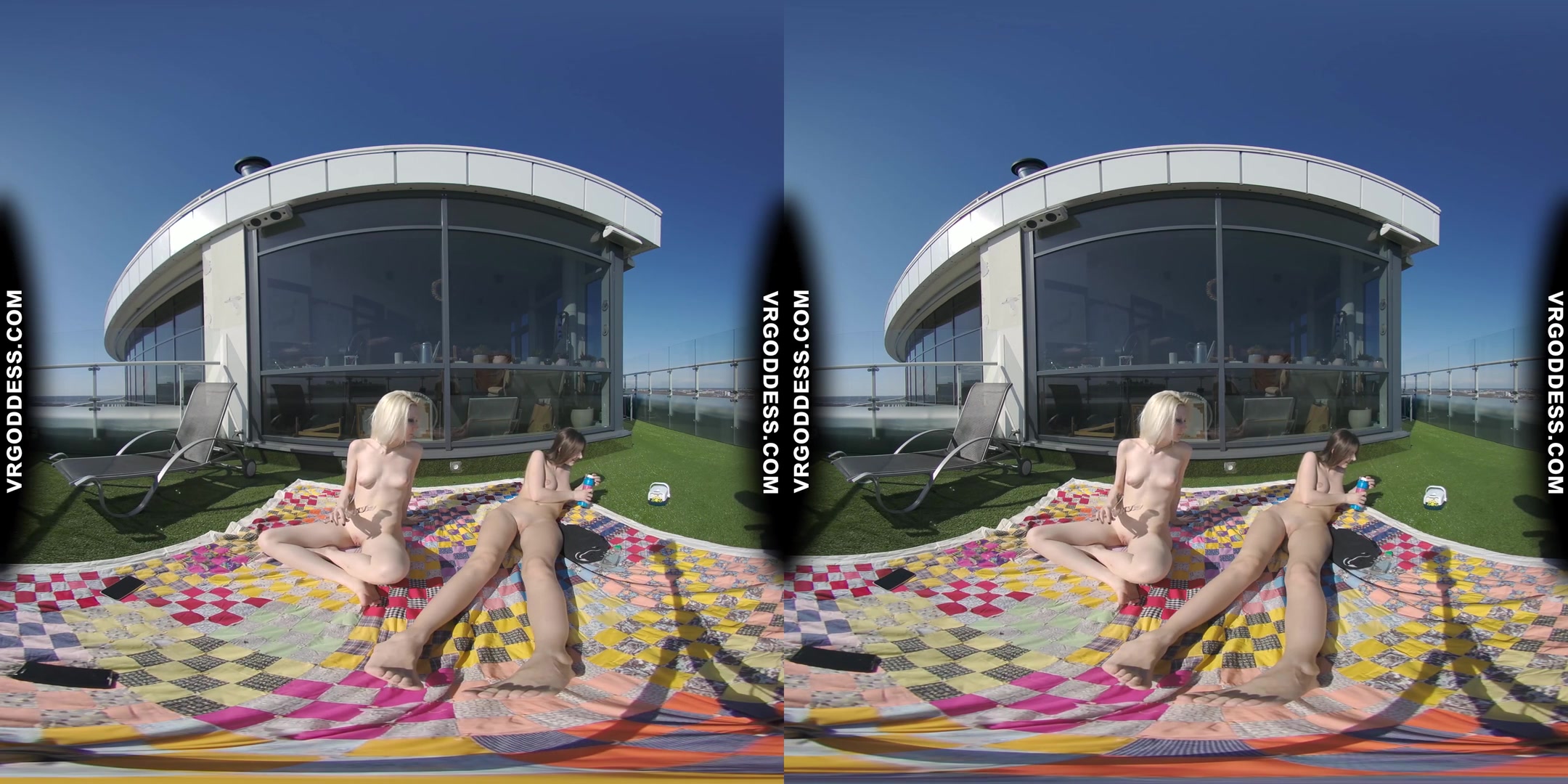 2 Hot Girls Rebeka Ruby And Ingrida Masturbating In The Sun With Glass Dildos Bubbles And Sunbathing