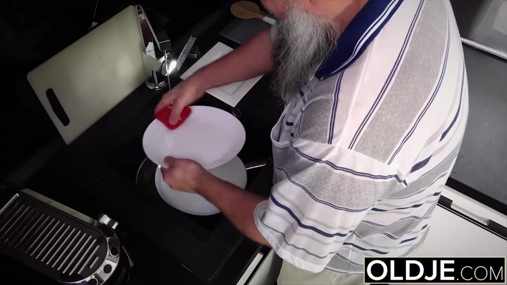 Slutty brunette gets hard fucked by naughty grandpa