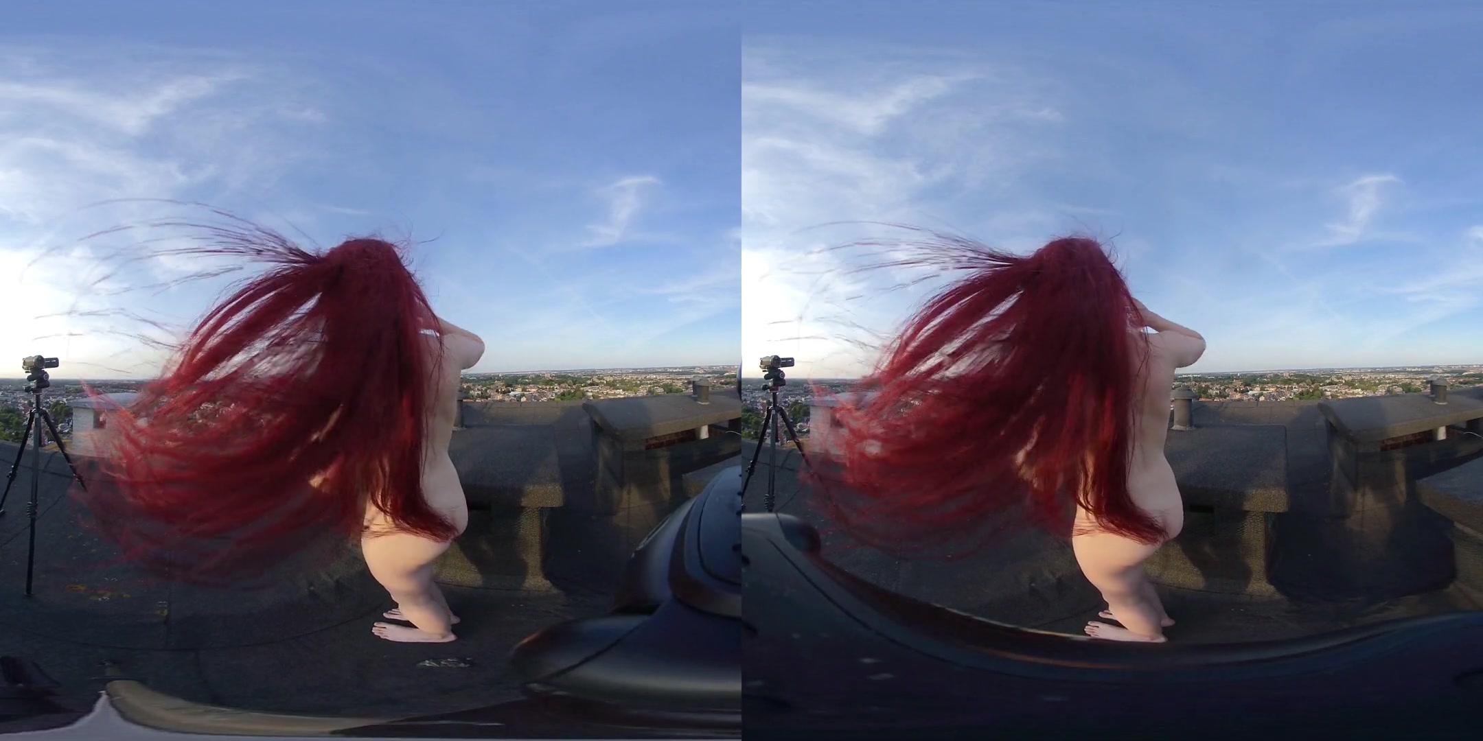 Lady - Photoshoot on a Rooftop - Redhead Naked Outdoors