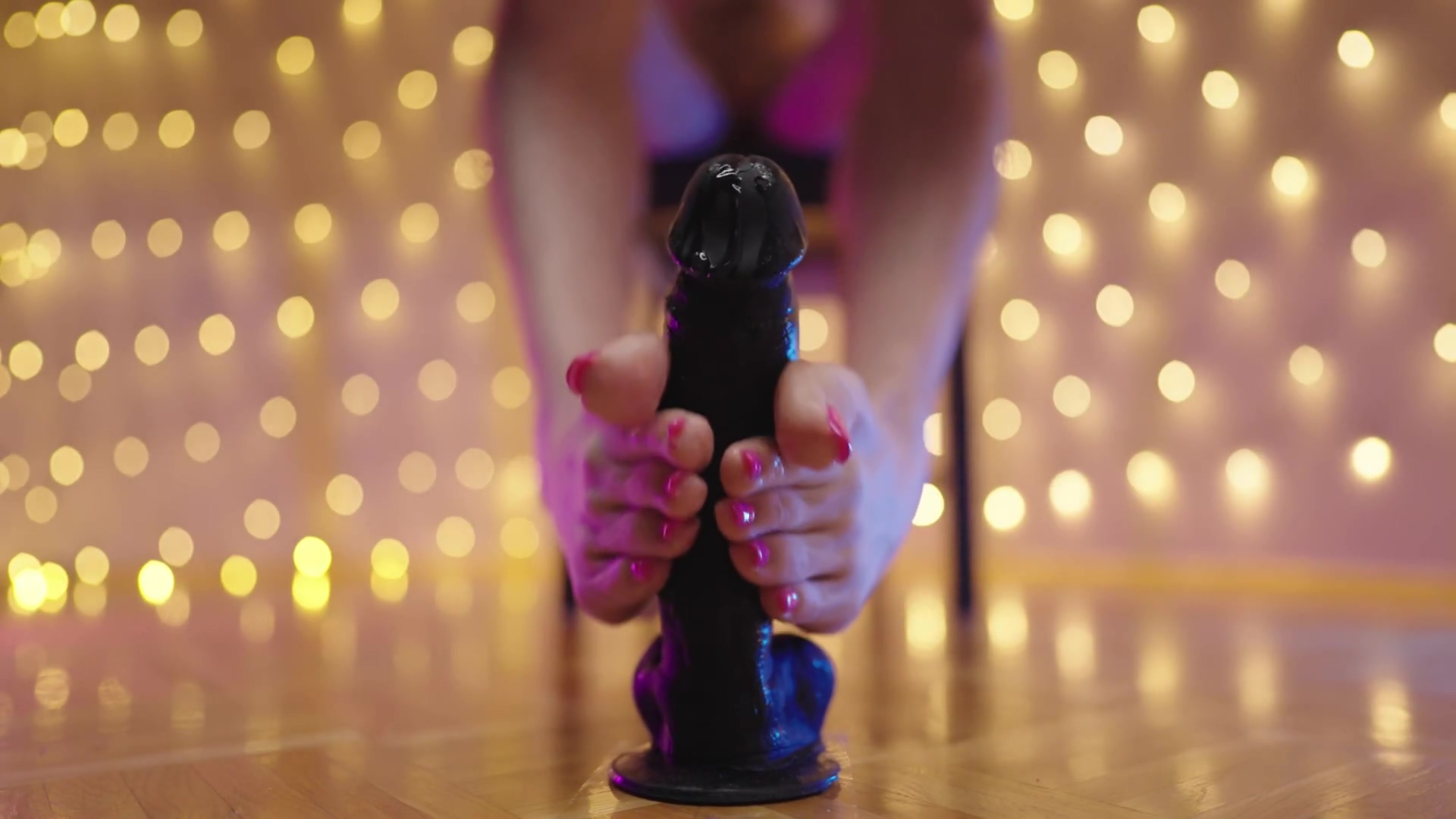 Sadistic Male Pink Long Toenails Footjob Play With Big Black Dildo Artistic Style
