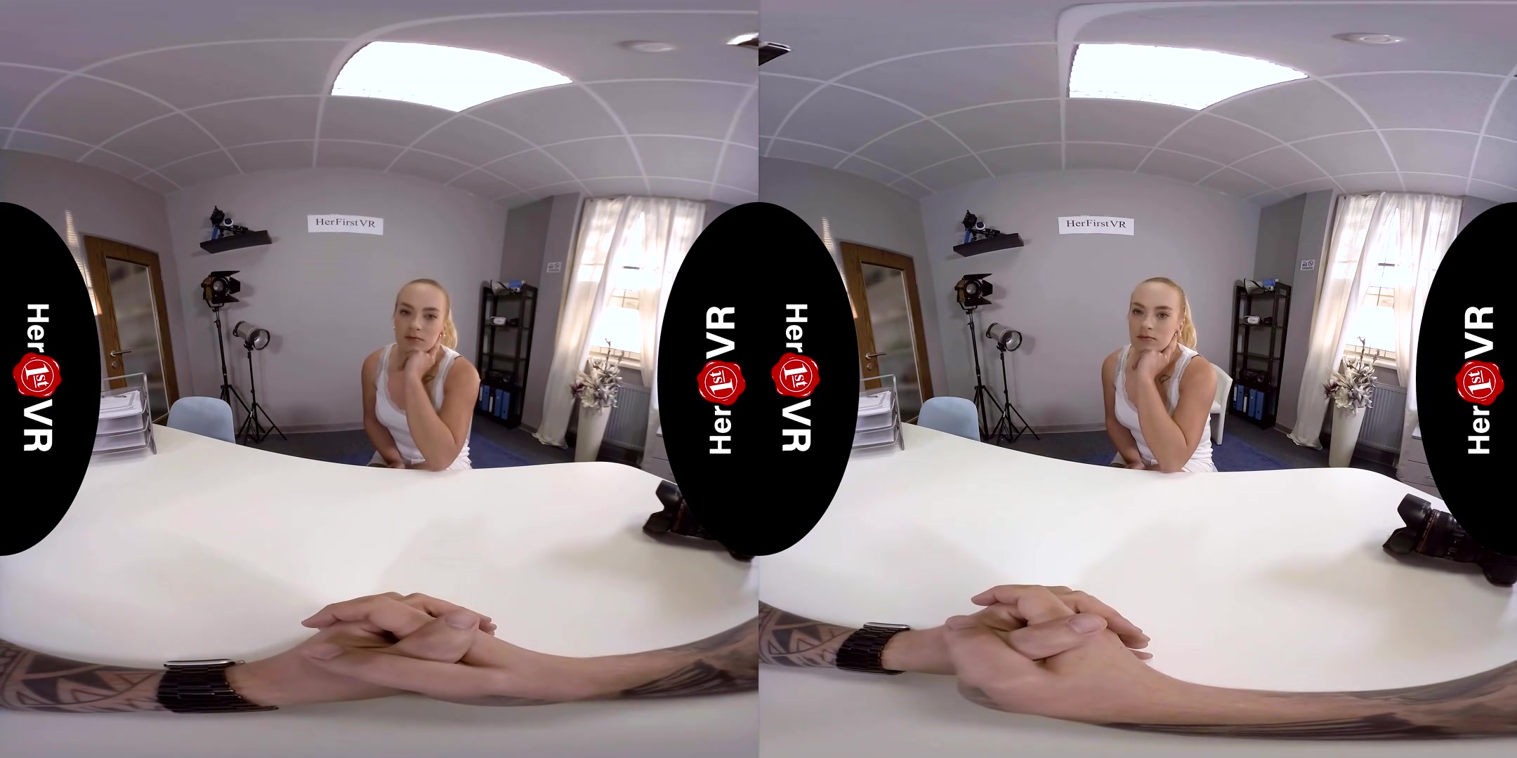 Nicole - First VR Casting; striptease solo masturbation audition blonde big tits curvy