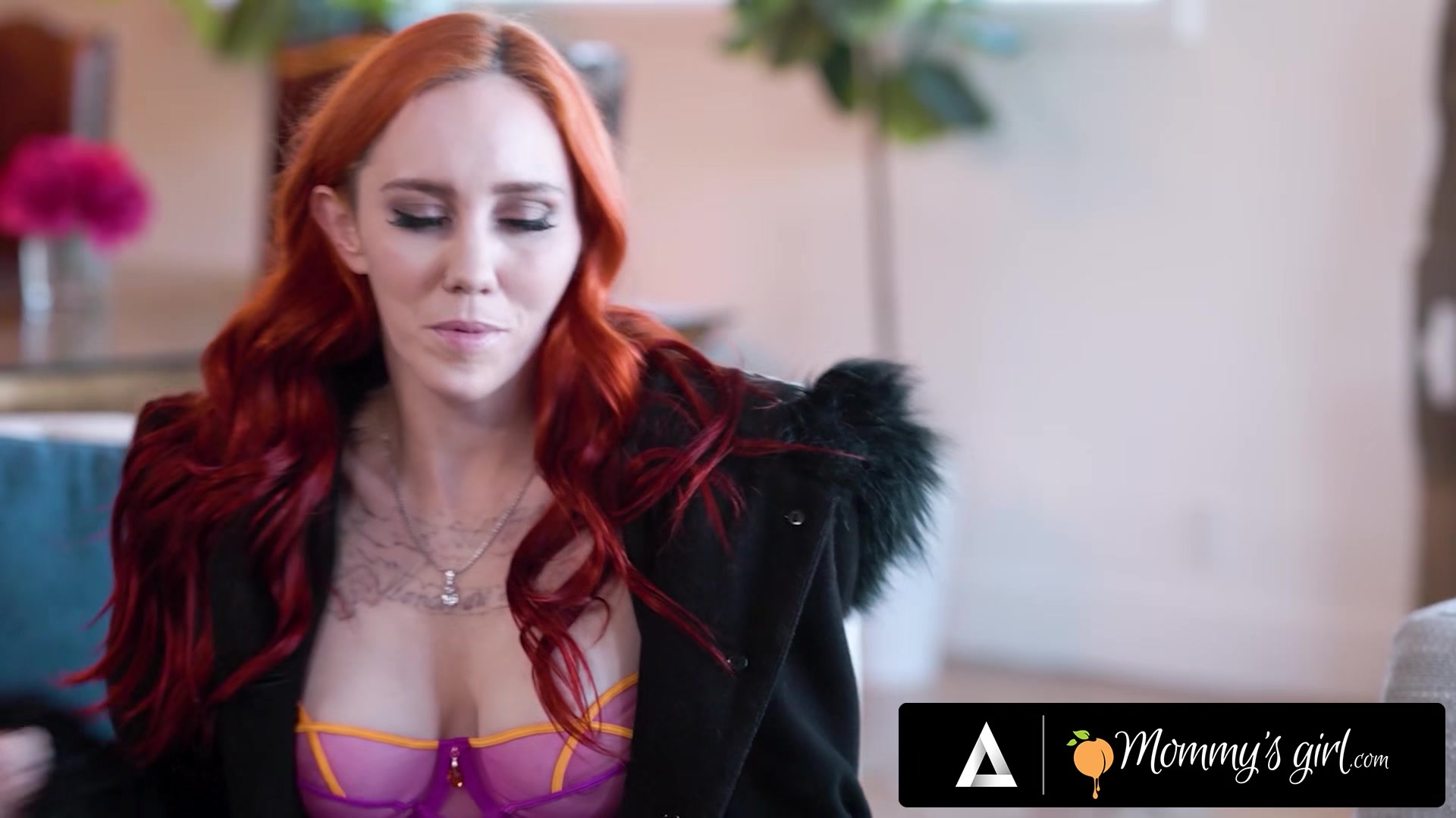 Step mommy'S GIRL - Stacked Tattooed Redhead MILF Wears Lingerie To Seduce Her Stepdaughter