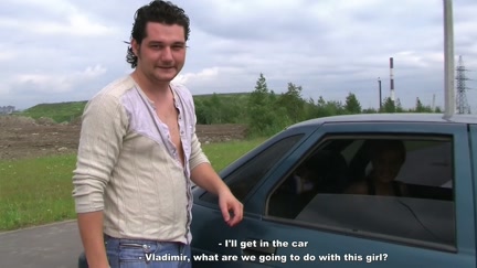slut sucks in the car in front of everyone