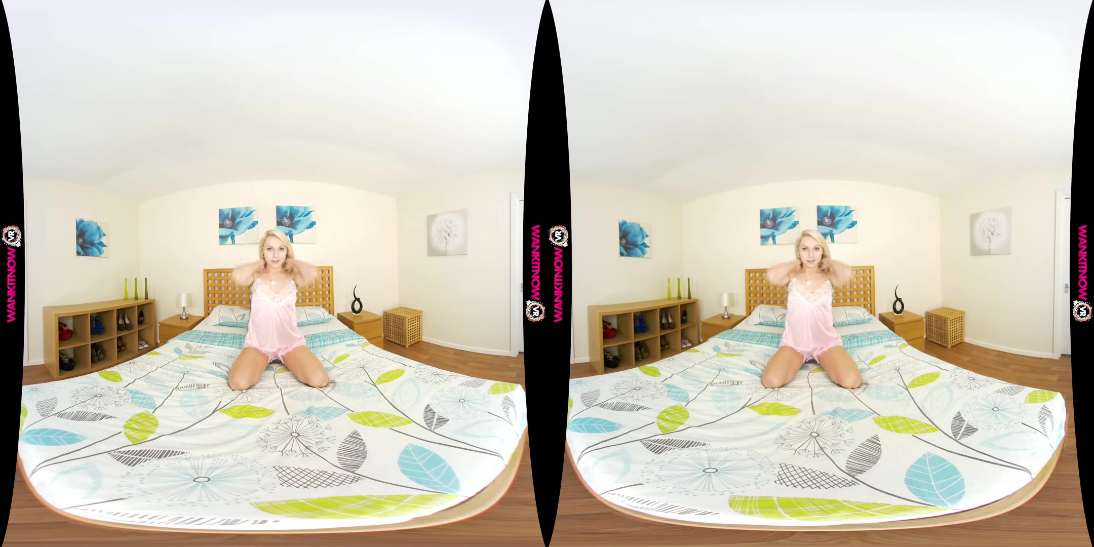 Care For A Fuck; Solo British Blonde On The Bed Striptease