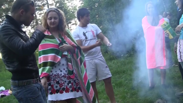 Russian students 18+ staged an fuckfest in the woods