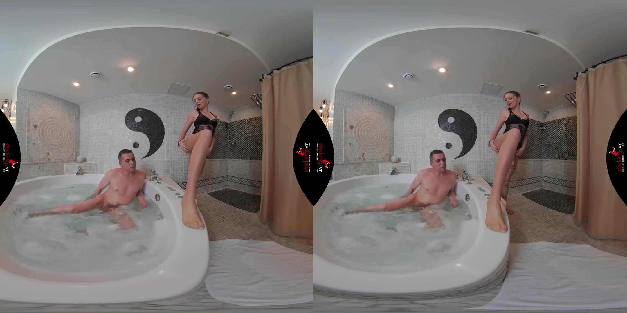 Dripping Wet And Steamy - Pornstar in the Hot Tub with Stockings Blowjob 3D Porn