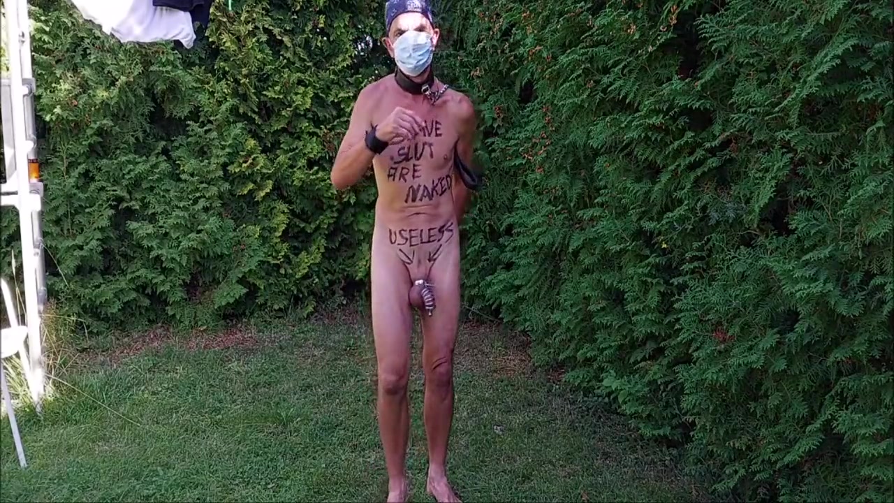 Uncut Gay Slave Exposed Outdoor Party In Penis Cage Striptease Humiliating Body Writing 4 Min