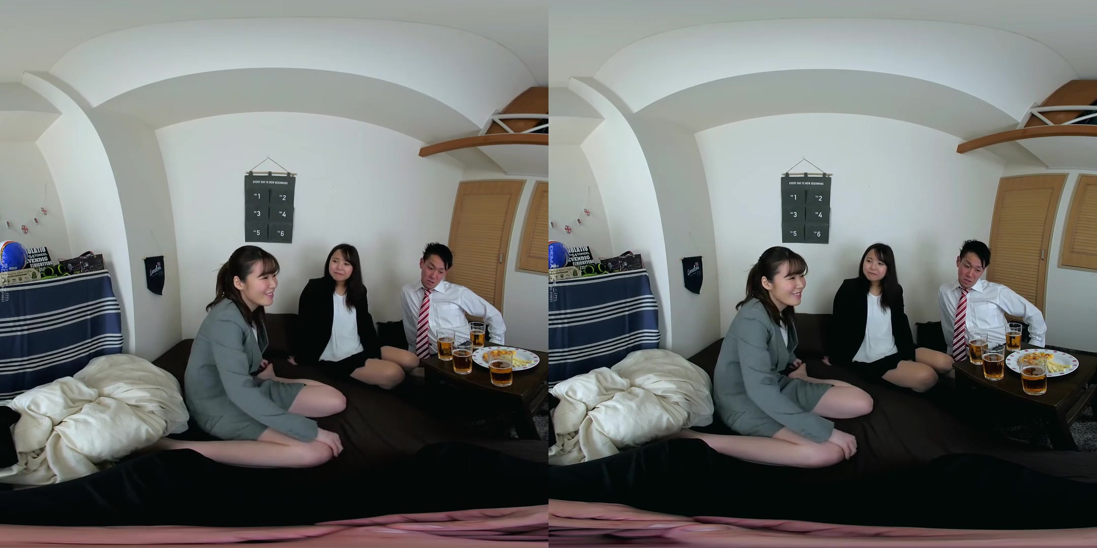 Sex in the Loft: The Party at Home Leads to Coworkers Fucking; Cute and Busty Japanese Coworker Sex Party