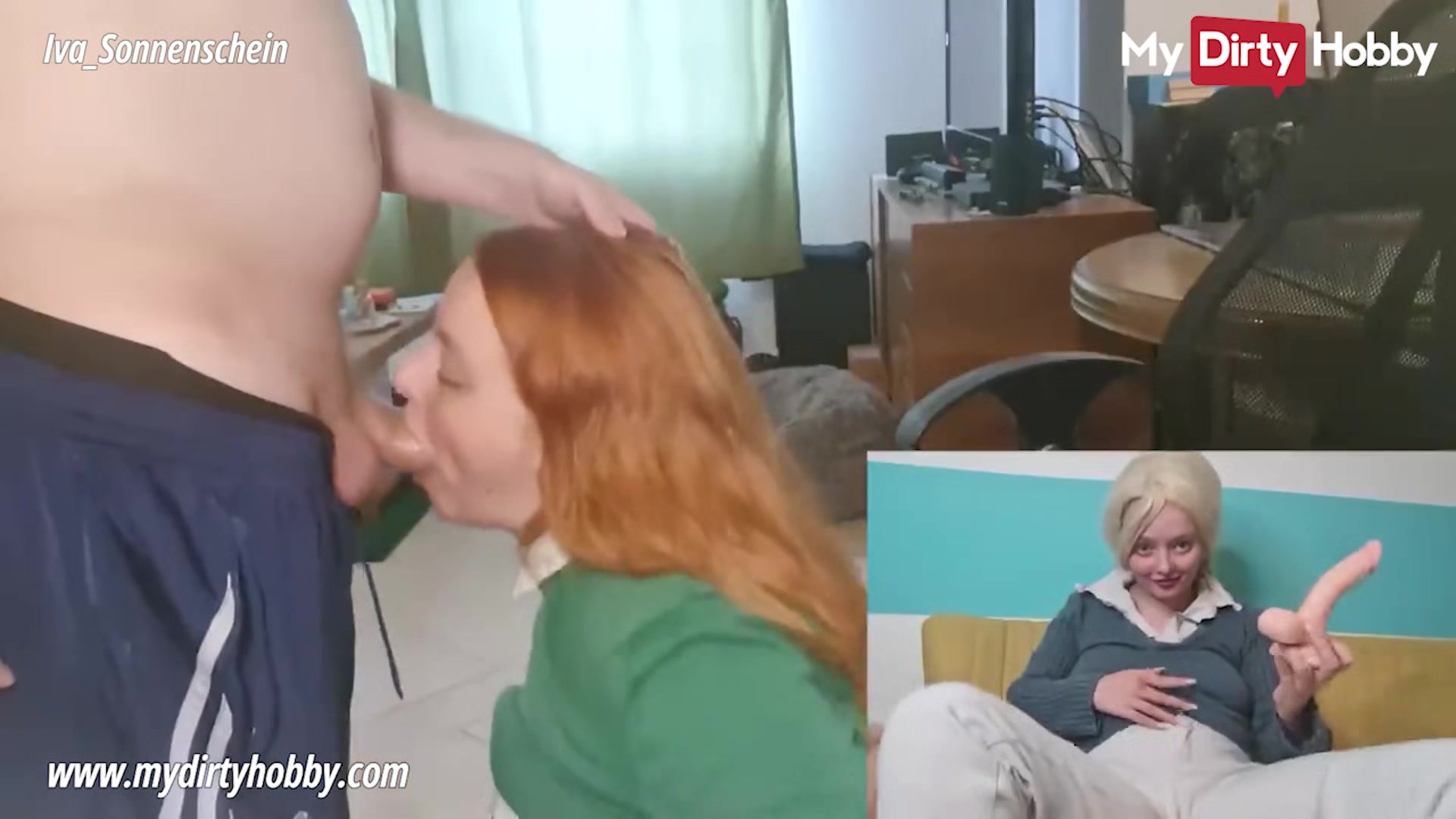 My Dirty Hobby - Gorgeous redhead Iva Sonnenschein deepthroats a fat cock until he cums