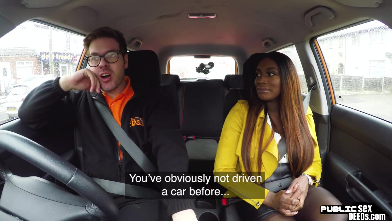 Ebony driving student 18+ MILF public fucked in car outdoor