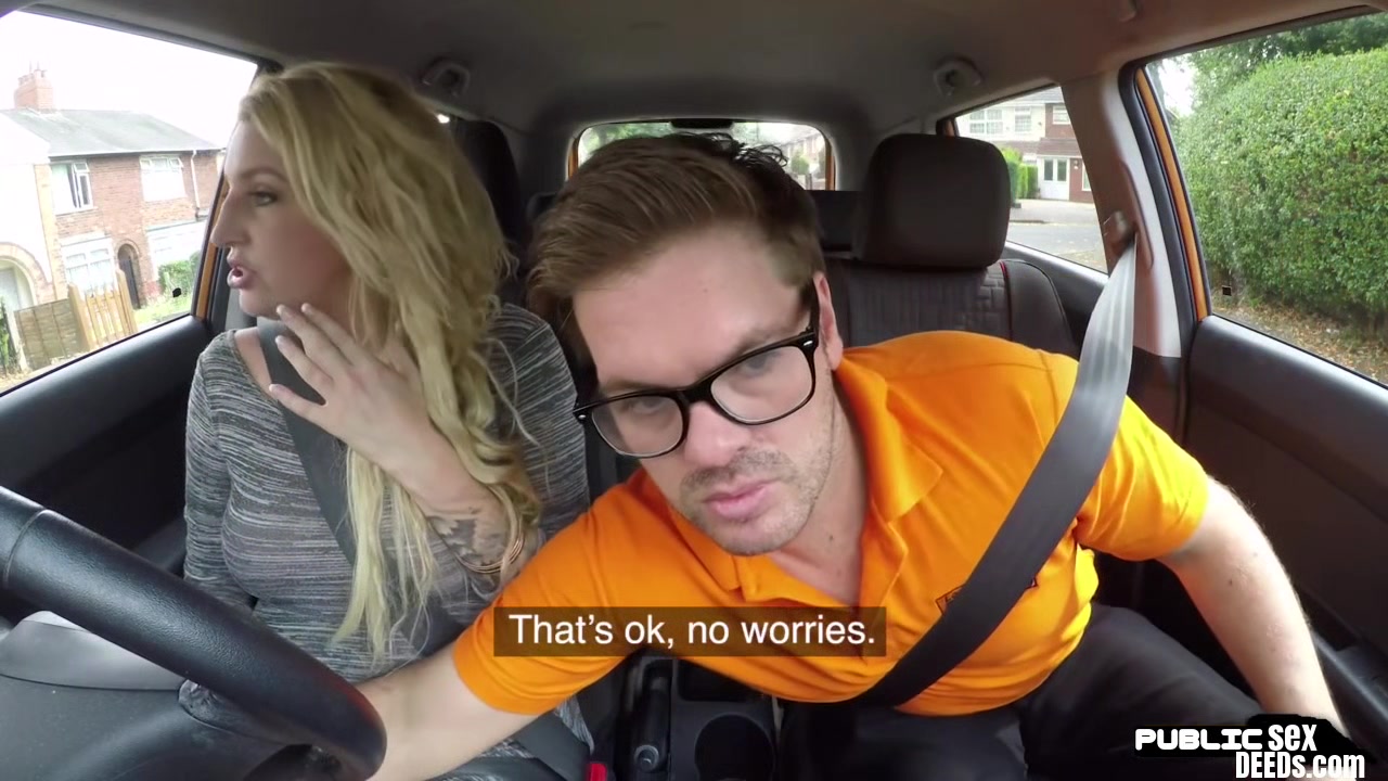 Thick public brit rides driving instructors