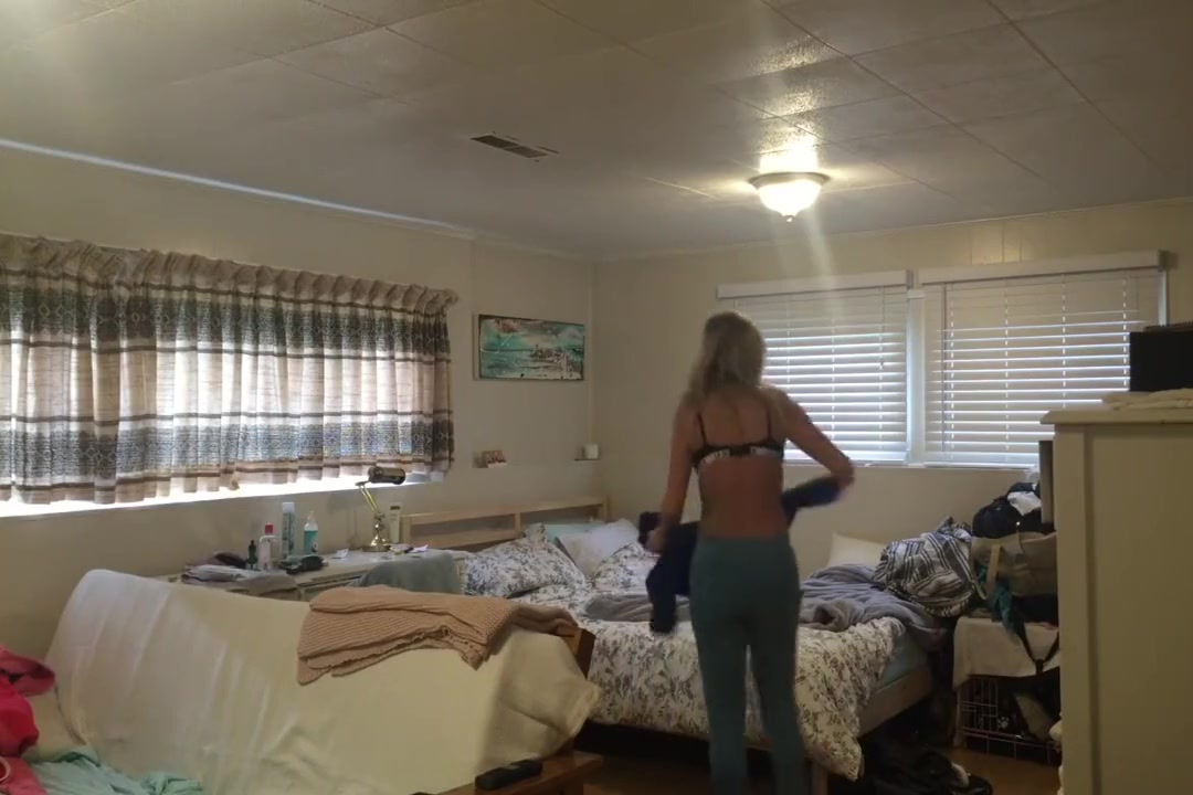 EPIC spy! Dumb slut young Step sister spied undressing after school