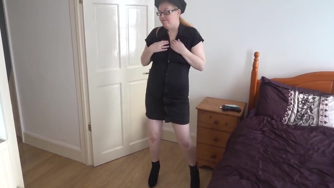 Police Woman Fucking Black Pvc Dildo