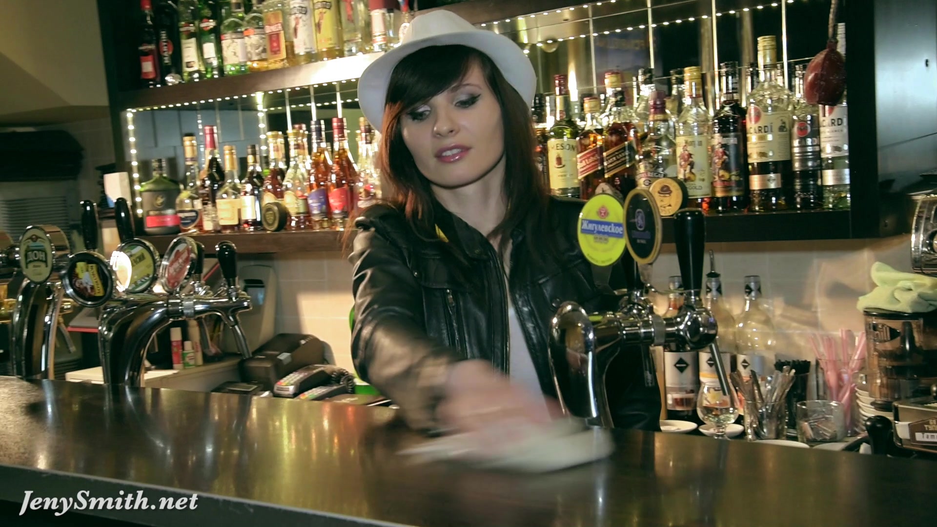 Jeny Smith naked barmaid on duty