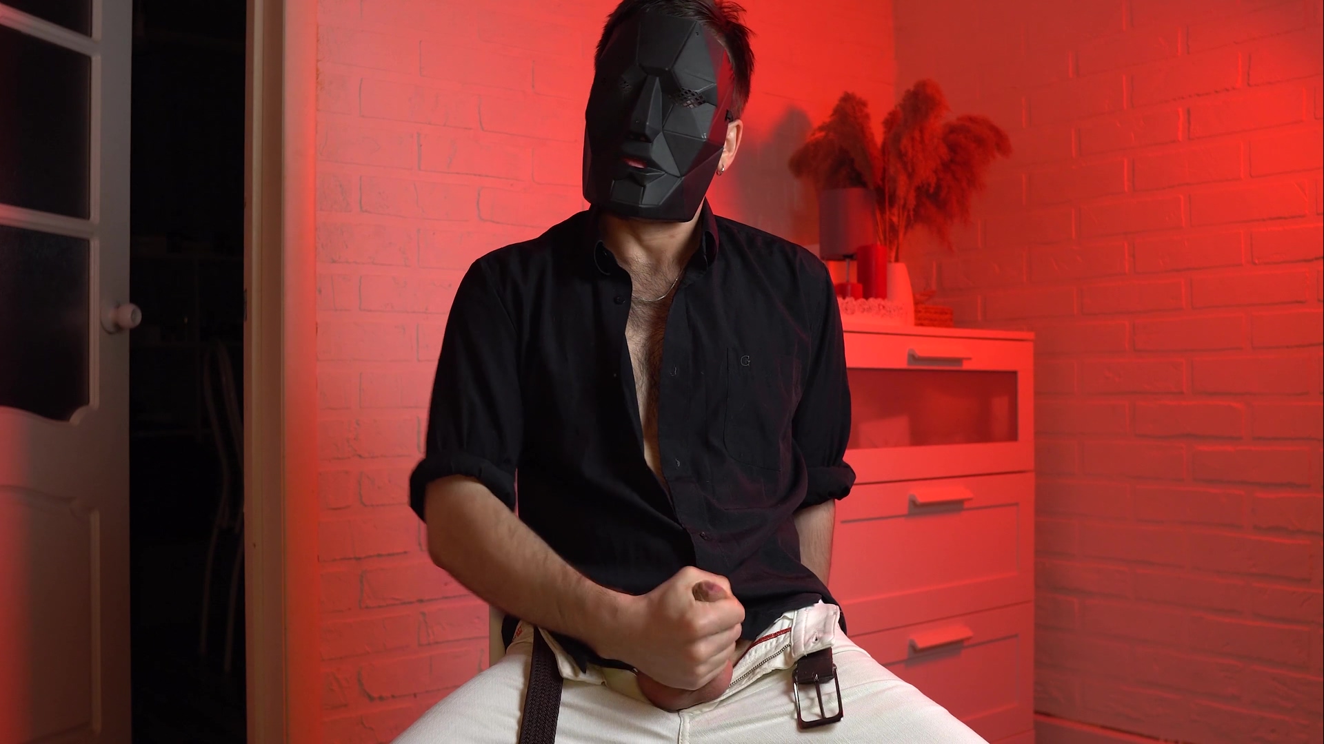 Masked Handsome Man Noel Dero Watches Kinky Porn And Jerks Off. Loud Moans And Orgasm Of A Young Guy