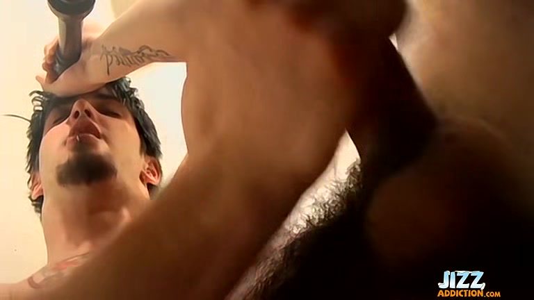 Tattooed twink jizzes on his glass of soda and drinks it
