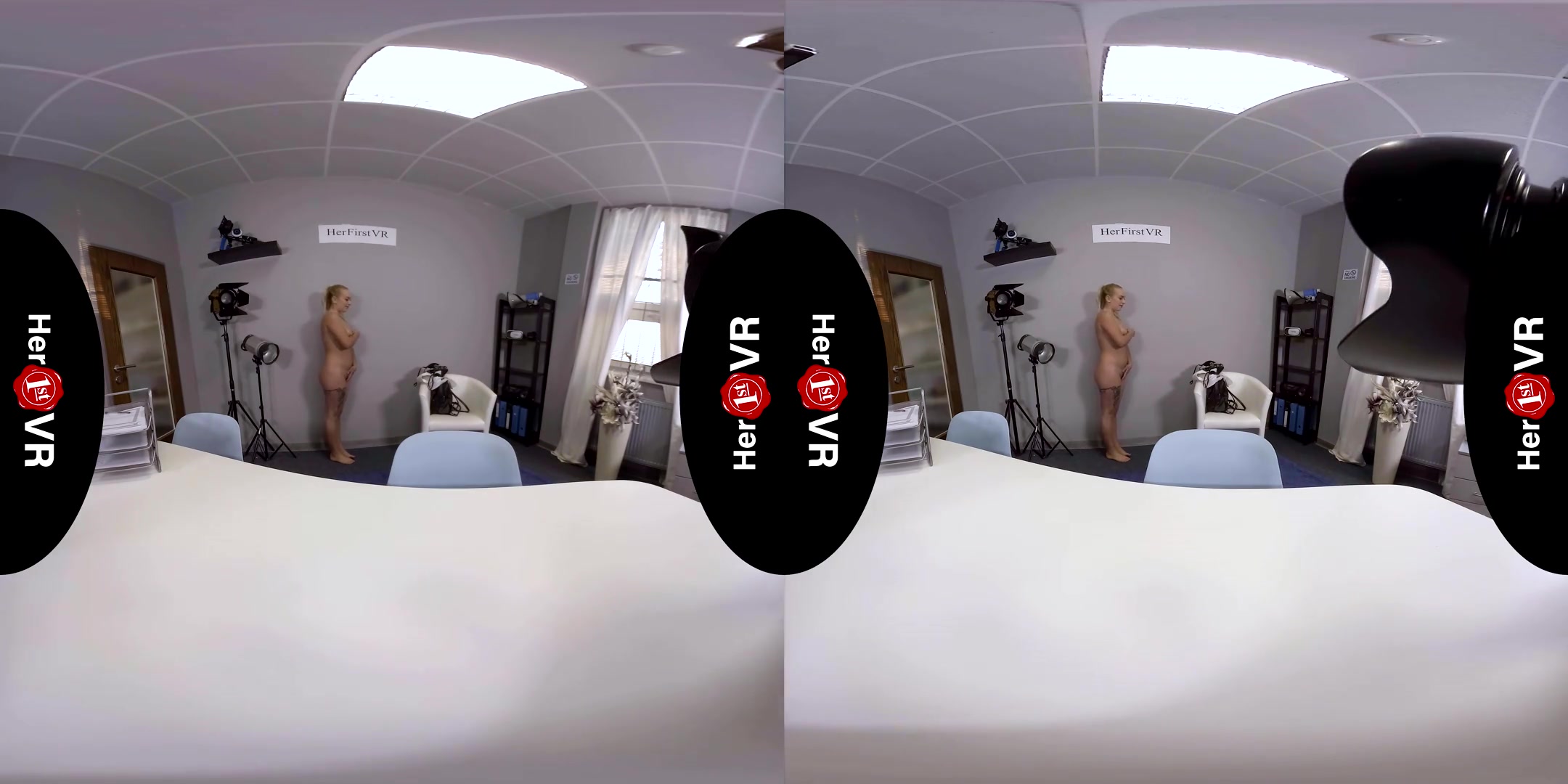 Nicole - First VR Casting; striptease solo masturbation audition blonde big tits curvy