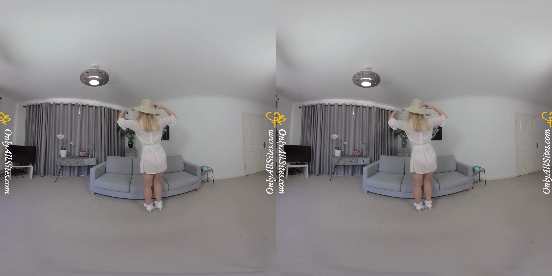 Pippa Doll - White Dress; Cute Blonde Amateur Solo Striptease