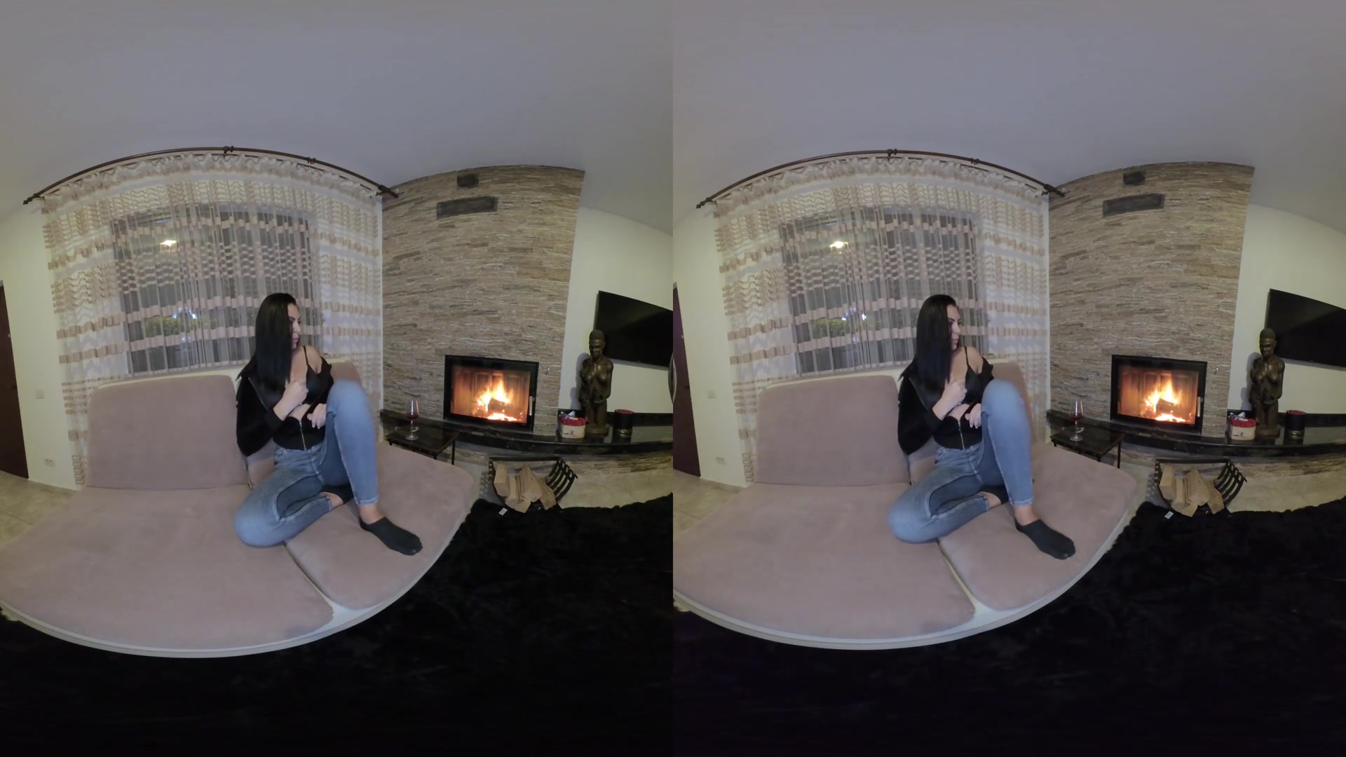 Kilenya Patrice - Fireplace; Brunette Amateur Babe Solo Stripping