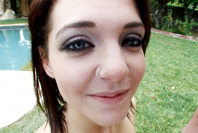 Pretty girl gives handjob for some cum