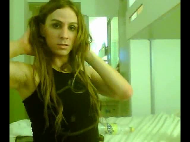 Spanish tgirl with a five oclock shadow sucks some guys dick in a hotel room