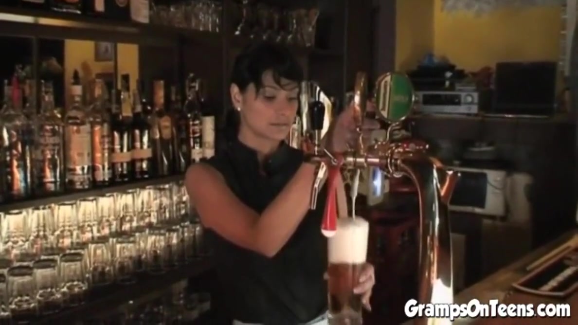 teen 18+ Barmaid Screws Oldie In Reverse