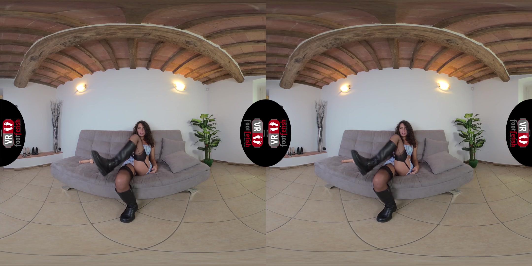 Insanely Hot Thena Shows Off Her Sexy Body In Back Seam Stockings - VRFootFetish
