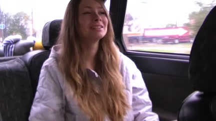 blond engulfing in car