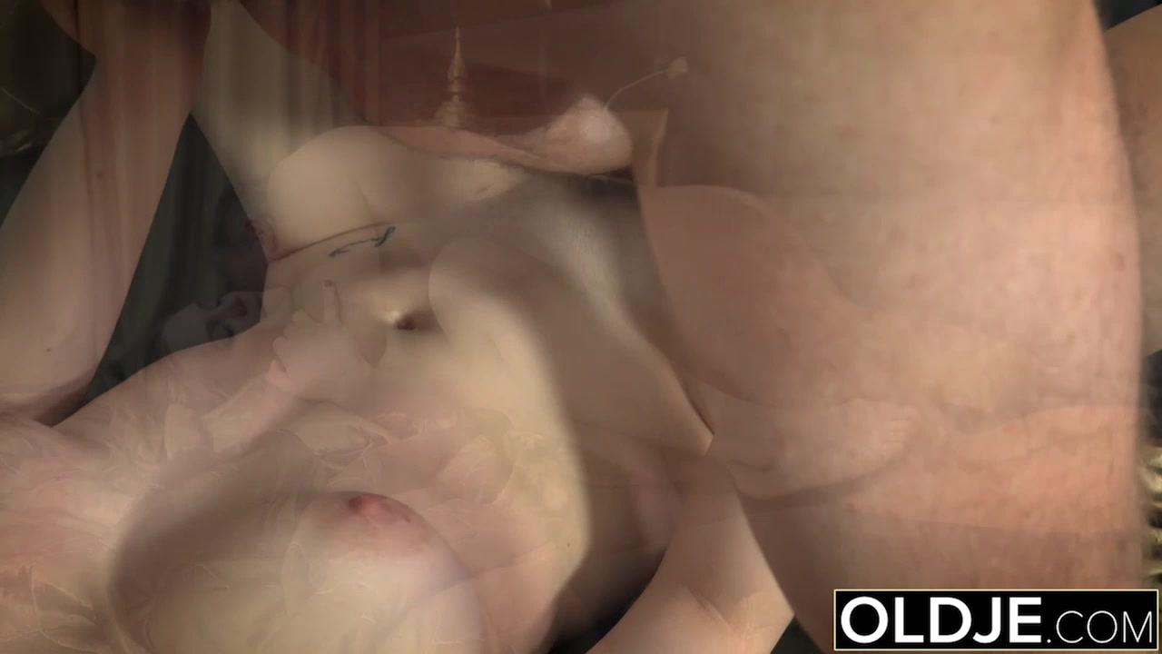Her Young Pussy Gets Fucked Old Man an Gets Cum On Tits