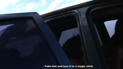 Youthful gal drilled in the car