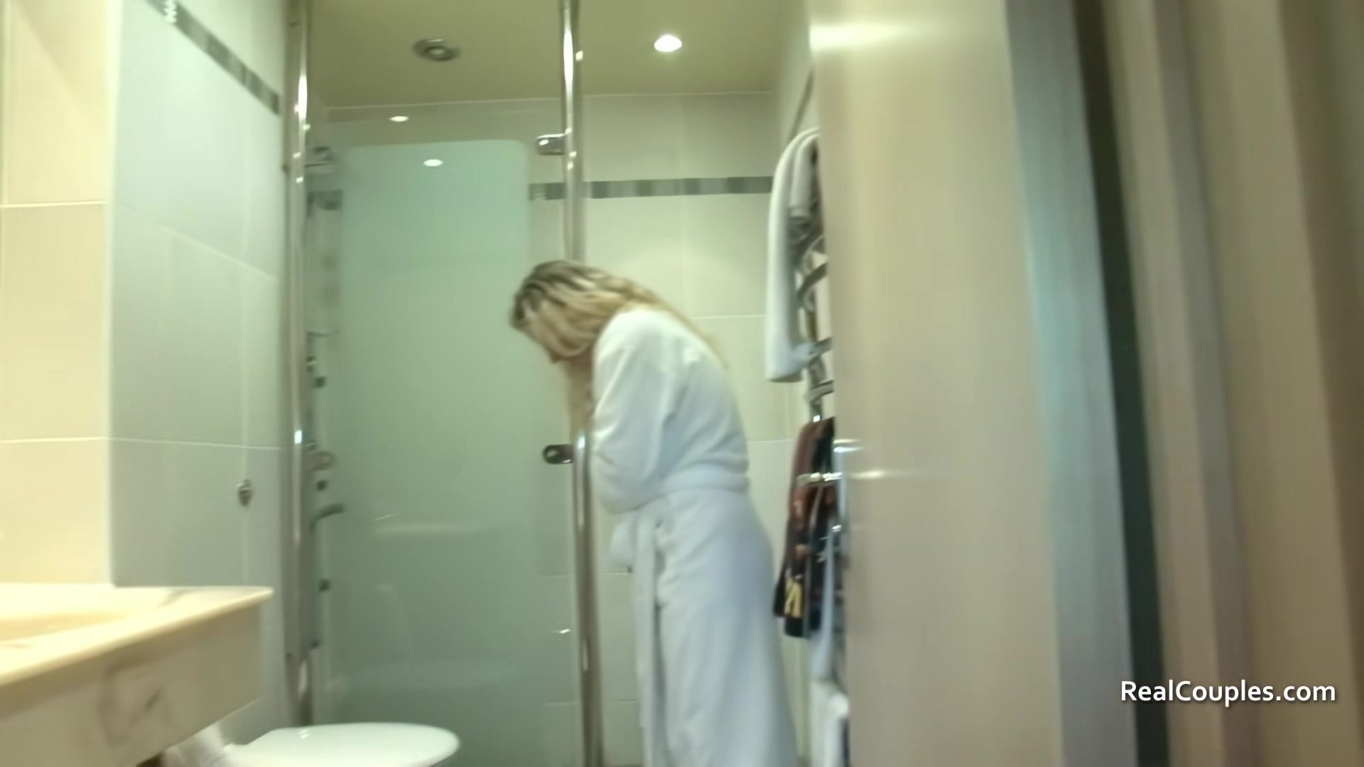 The wife showers and dresses before anal