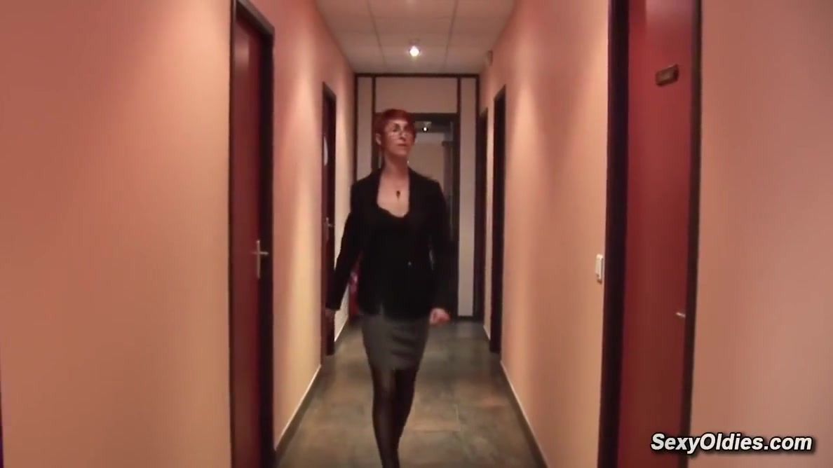 Redhead French Mature Fucked At Work With Katy Morlait