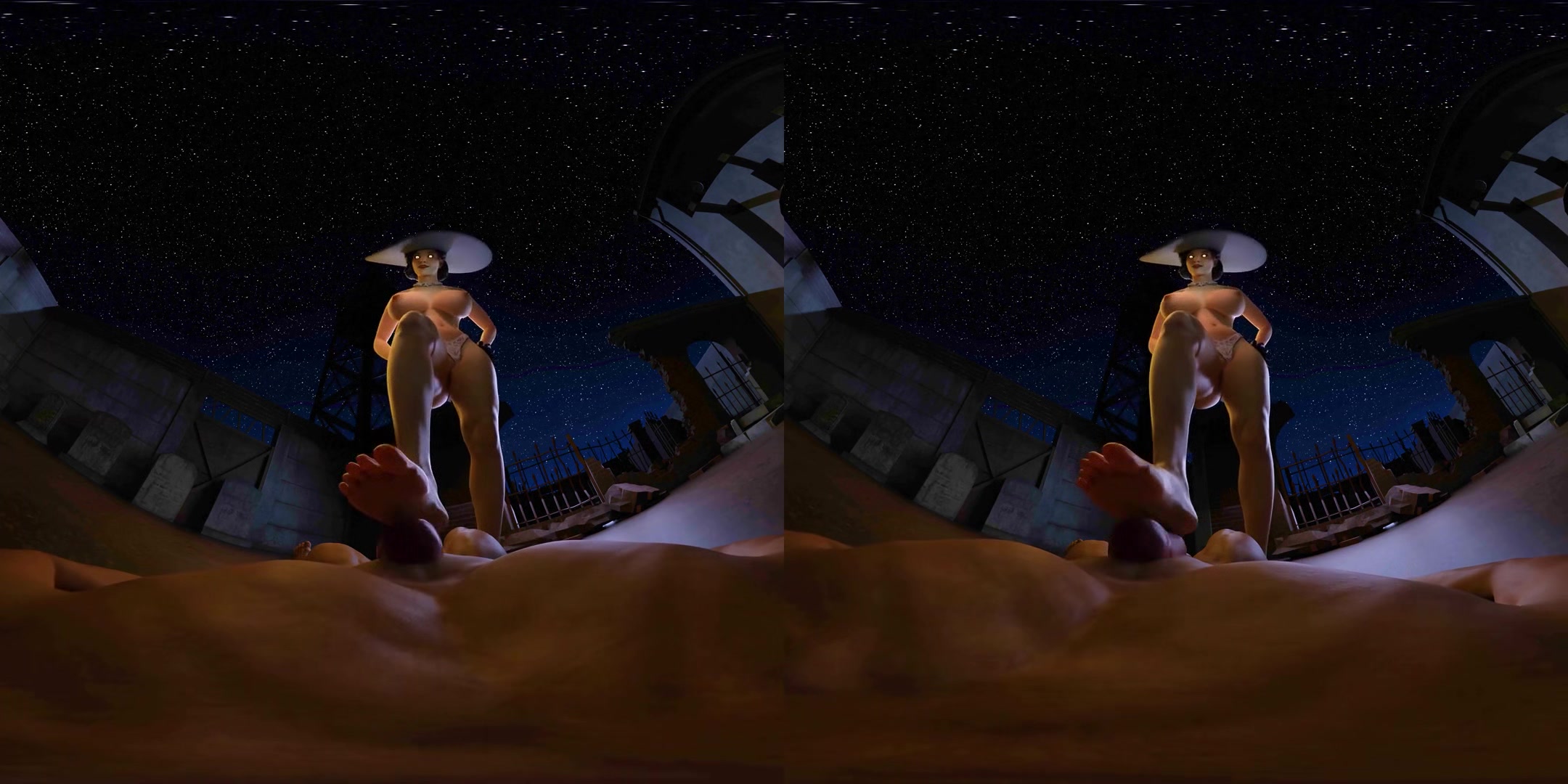 Alcina Footjob - Vampire Giantess Parody CGI Porn