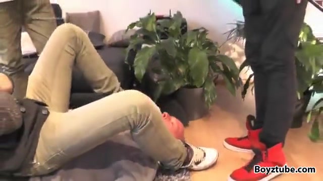 Tasty shoe licking german master