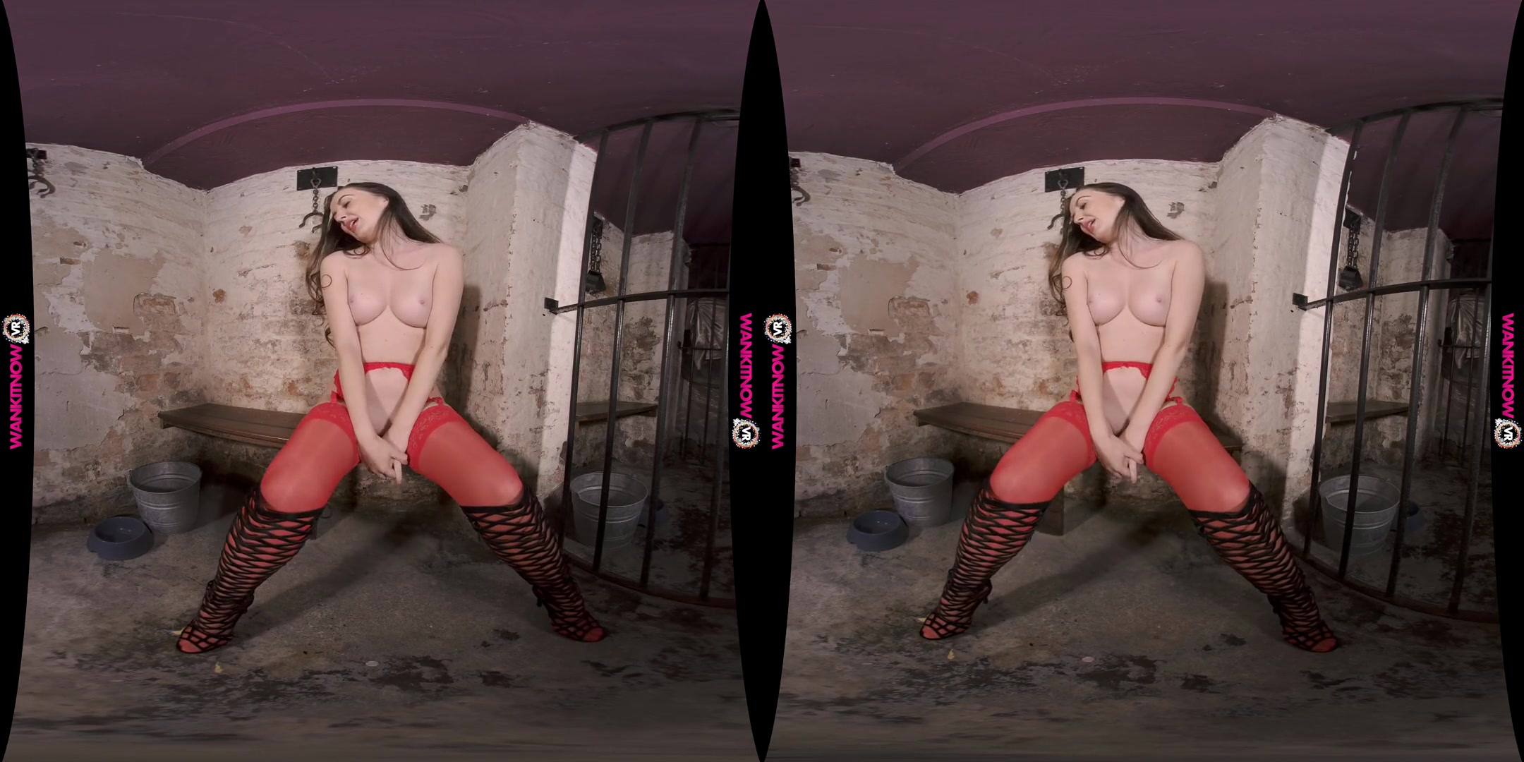 Behind Bars - Sexy Brunette Teases her Way Out of Jail